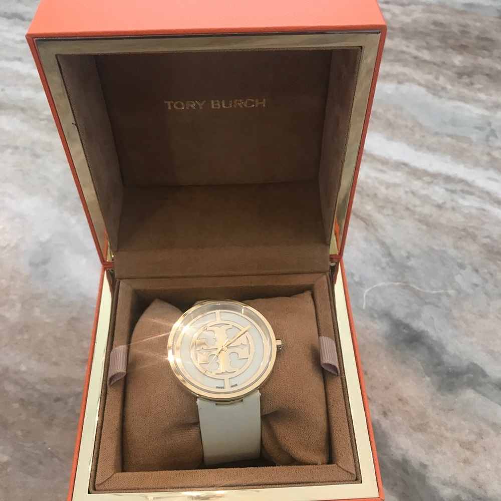 Tory Burch White/cream leather watch